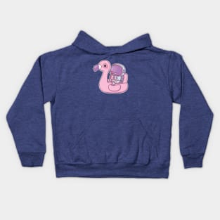 Funny Astronaut Chilling On Pink Flamingo Pool Float Kids Hoodie